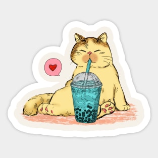 Funny Cat Bubble Tea Lover Sticker